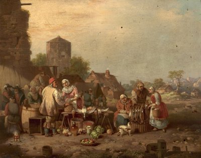 Village Market Scene by William Malbon